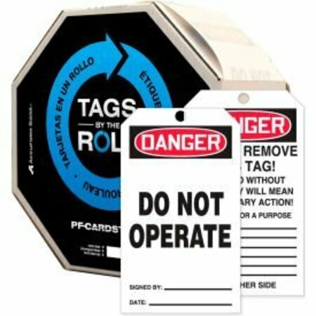 ACCUFORM Accuform Danger Do Not Operate Tag, RP-Plastic, 250/Roll TAR121